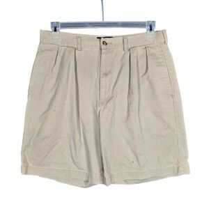 Vintage Polo Ralph Lauren Tyler Shorts Mens 34 Beige Short Pleated Cotton Preppy